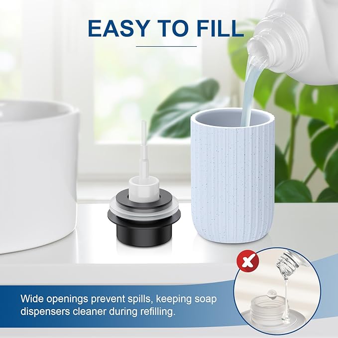 Ceramic Foaming Soap Dispenser, 12 oz Bathroom Foam Hand Soap Dispenser, Refillable Lotion Soap Dispenser with Removable Pump for Kitchen Hand Wash Dispenser, Modern Home Decor(2Pack-Speckled Blue)