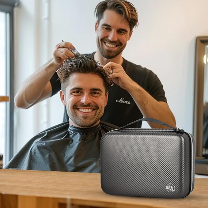 Boobowl Hard Travel Case for Hair Clippers, Hair Cutting Barber Supplies Organizer Bag, Trimmer Storage Holder for Ufree/for Wahl Men Razor Guard Grooming Kits -Box Only (Dark Grey)