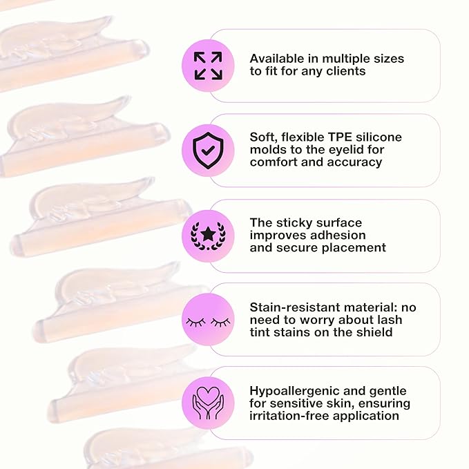Curacoro Lash Lift Shields, 16 Pcs/8 Sizes Reusable Silicone Rods