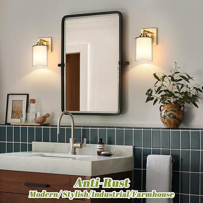 VerRon Wall Sconces Set of 2 with Double Clear Glass Shade for Bathroom