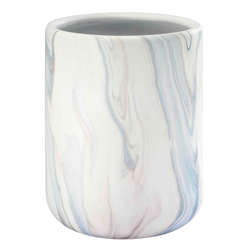 Avanti Linens - Wastebasket, Resin Accessories, Guest Bathroom Essentials (Waves Collection, Blue)