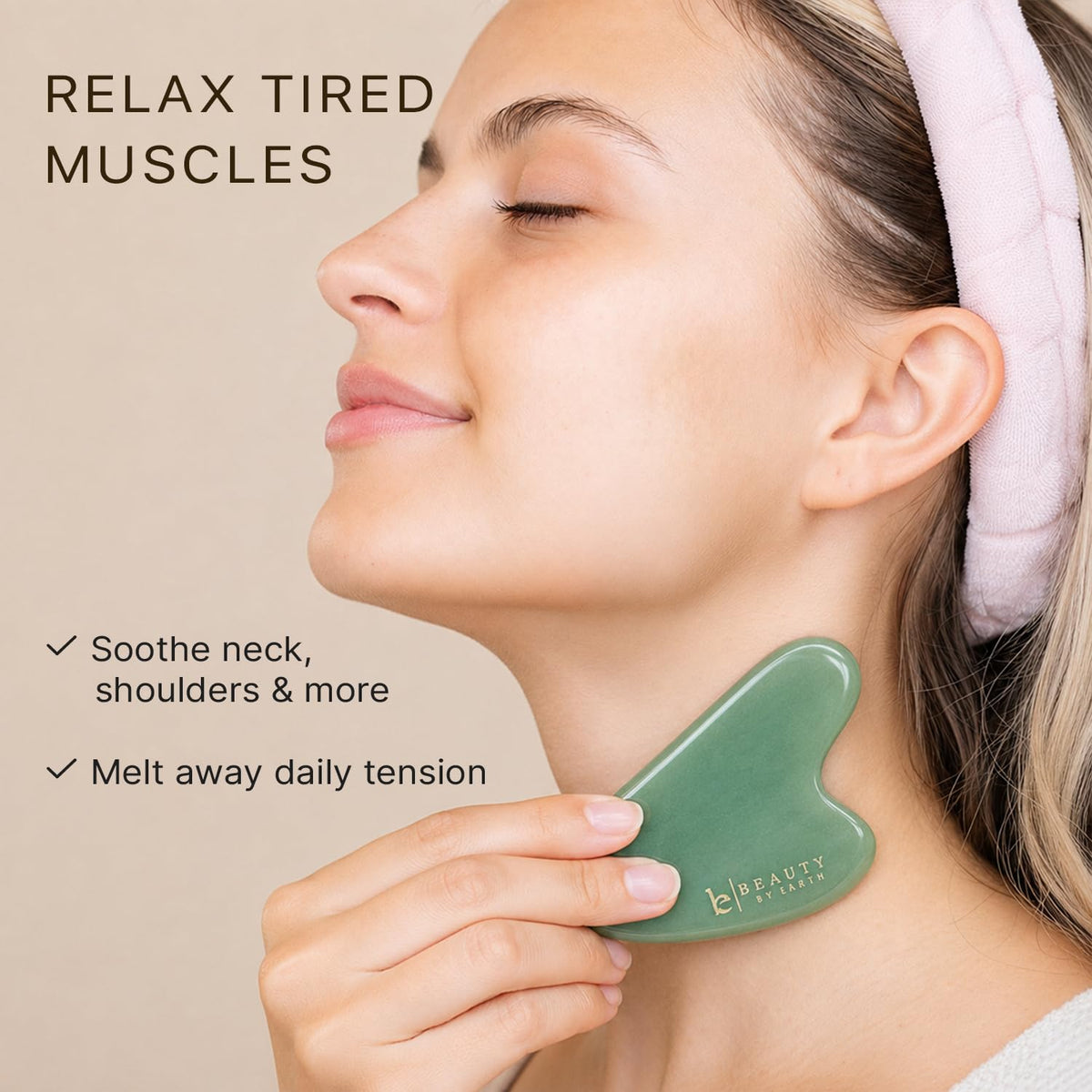 Jade Gua Sha Facial Tools - Depuffer & Massager Tool for Lymphatic Drainage