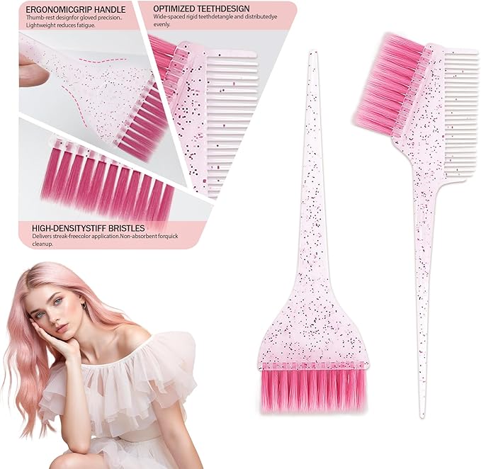 21 pcs Hair Dye Kit Professional Salon Tools with Hair Dye Brush and Bowl Set Hair Bleach Kit,Dye Clips Gloves Ear Covers,for Hairstylist and Women Hair Bleaching Coloring Highlighting Kit