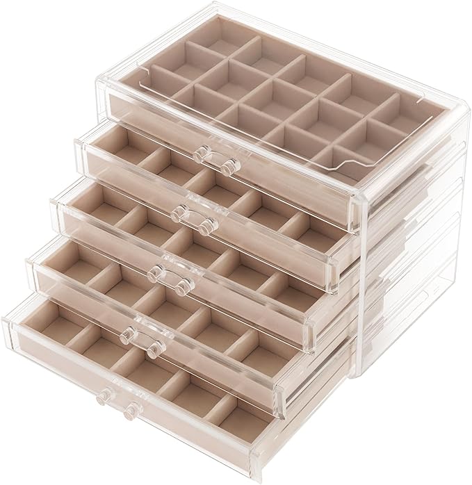 Jewelry Box Organizer,Clear Acrylic Storage Box Organizer with 5 Drawers