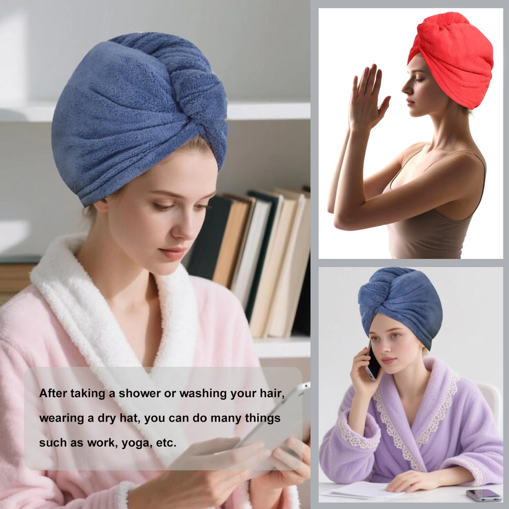 AGKXHDEC Microfiber Hair Drying Towel Wrap,Hair Turbans Towel for Wet Hair