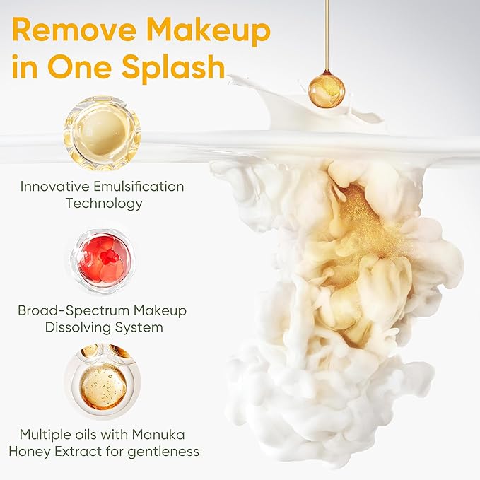 Berlaney Cleansing Makeup Remover Balm, One-Step Remove Melts Makeup Balm to Oil, Gently Removes Waterproof Makeup With Manuka Honey, Cica & Tallow, for All Skin Types, 1.76 oz
