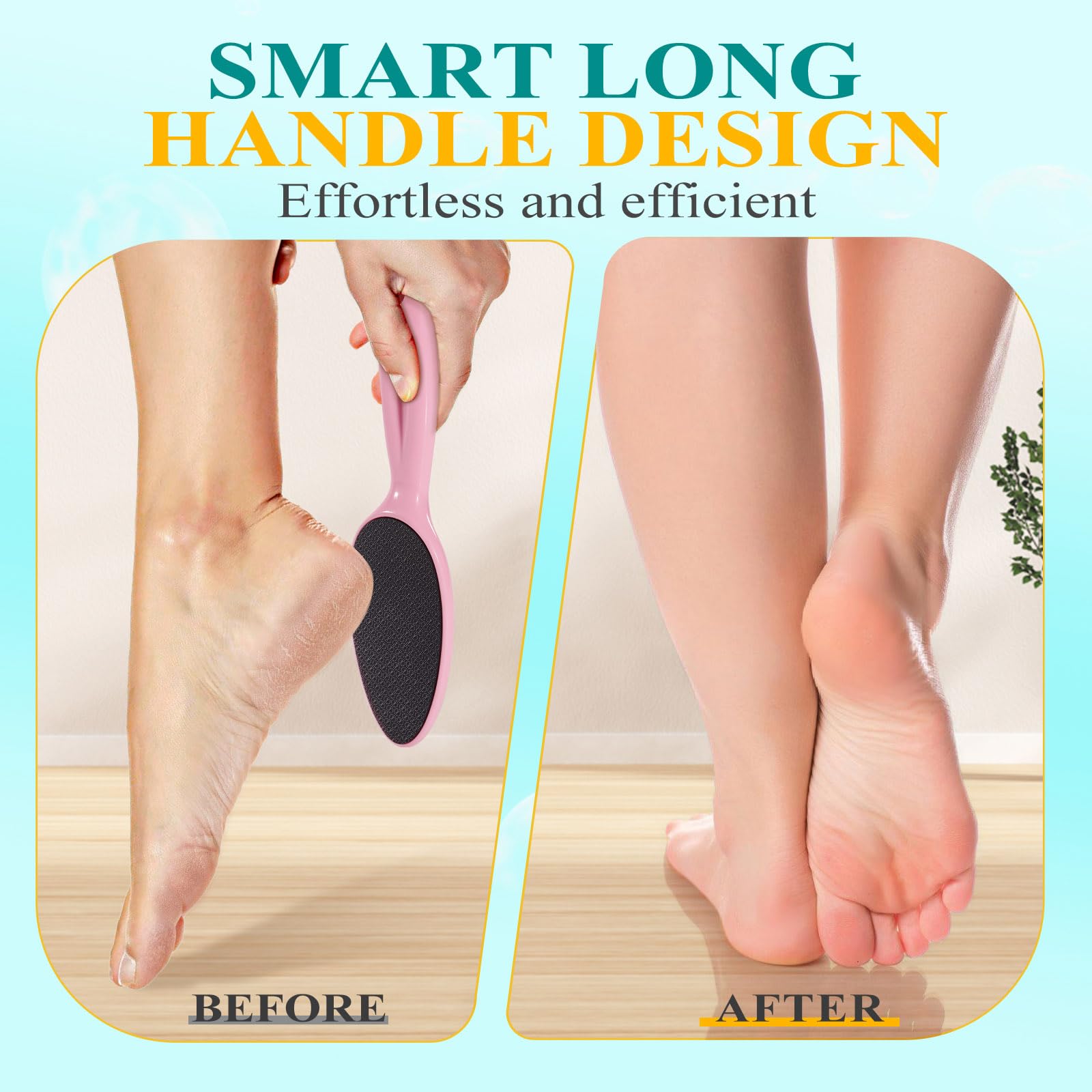 HovuuTuig Glass Foot File, Foot Scrubber for Hard Skin Remover - Foot Callus Remover, Pedicure Tools for Feet Dead Skin, Foot Care for Women and Men, Gentle Effective Heel Scraper (Pink)