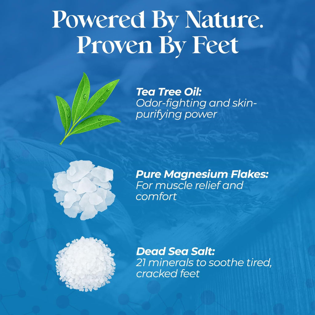 Aromasong Tea Tree Foot Soak with Magnesium Flakes and Dead Sea Salts - Pedicure Foot Soak with Tea Tree Oil for Foot Care, Refreshing Soak for Soft Smooth Feet, Packaging May Vary