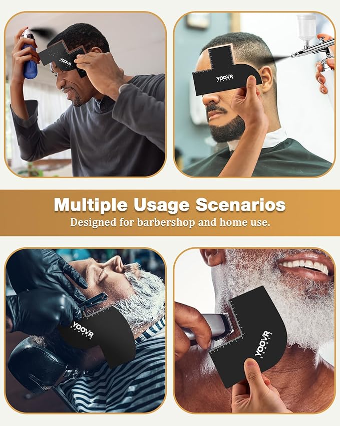 2PCS Barber Accessories for Haircut & Beard Lineup, Enhancement Card for Barbers & Beginners, Essential Shaping Tool for Beard Trimmer Hair Clipper Hair Fiber Enhancements Barber Spray (S-Shaped)
