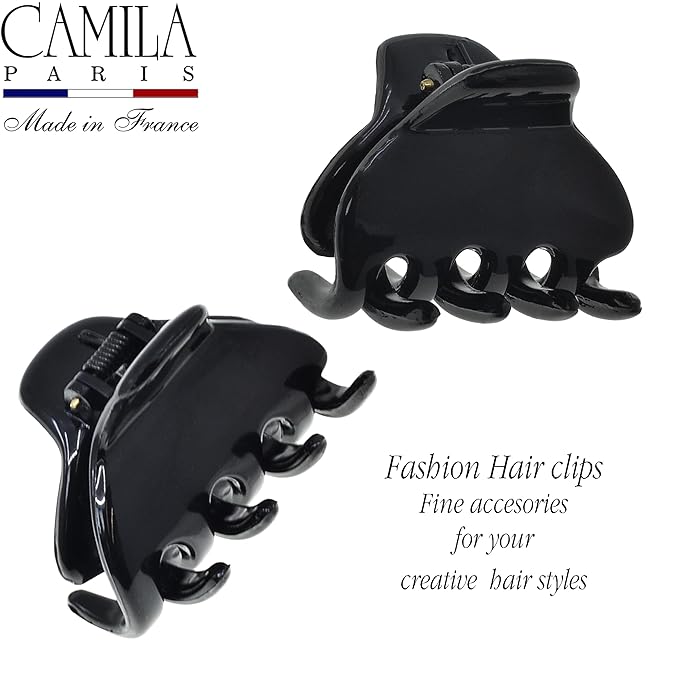 Camila Paris CP3642 French Hair Clip for Women, Small 1 inch Set of 2 Girls Hair Claw Clips Jaw Fashion Durable and Styling Hair Accessories for Women, Strong Hold No Slip Grip, Made in France