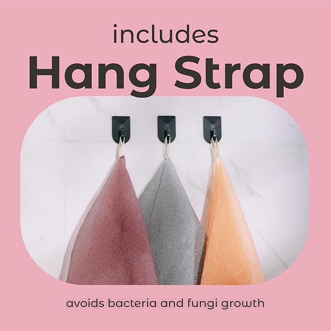 MainBasics Japanese Deep Exfoliating Shower Towel, 3 Pack, Coral Reef