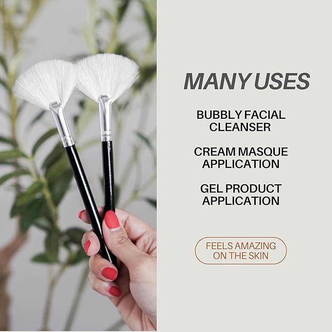 Soft Fluffy Goat Hair Professional Facial Esthetician Brushes (Black)