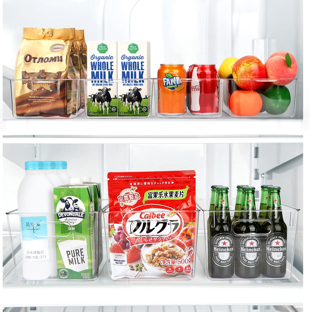 Set Of 10 Refrigerator Pantry Organizer Bins, Clear Plastic Food Storage Bins for Kitchen, Countertops, Cabinets, Fridge, Freezer, Bedrooms, Bathrooms, Fridge Organizer Bins Pantry Storage Containers
