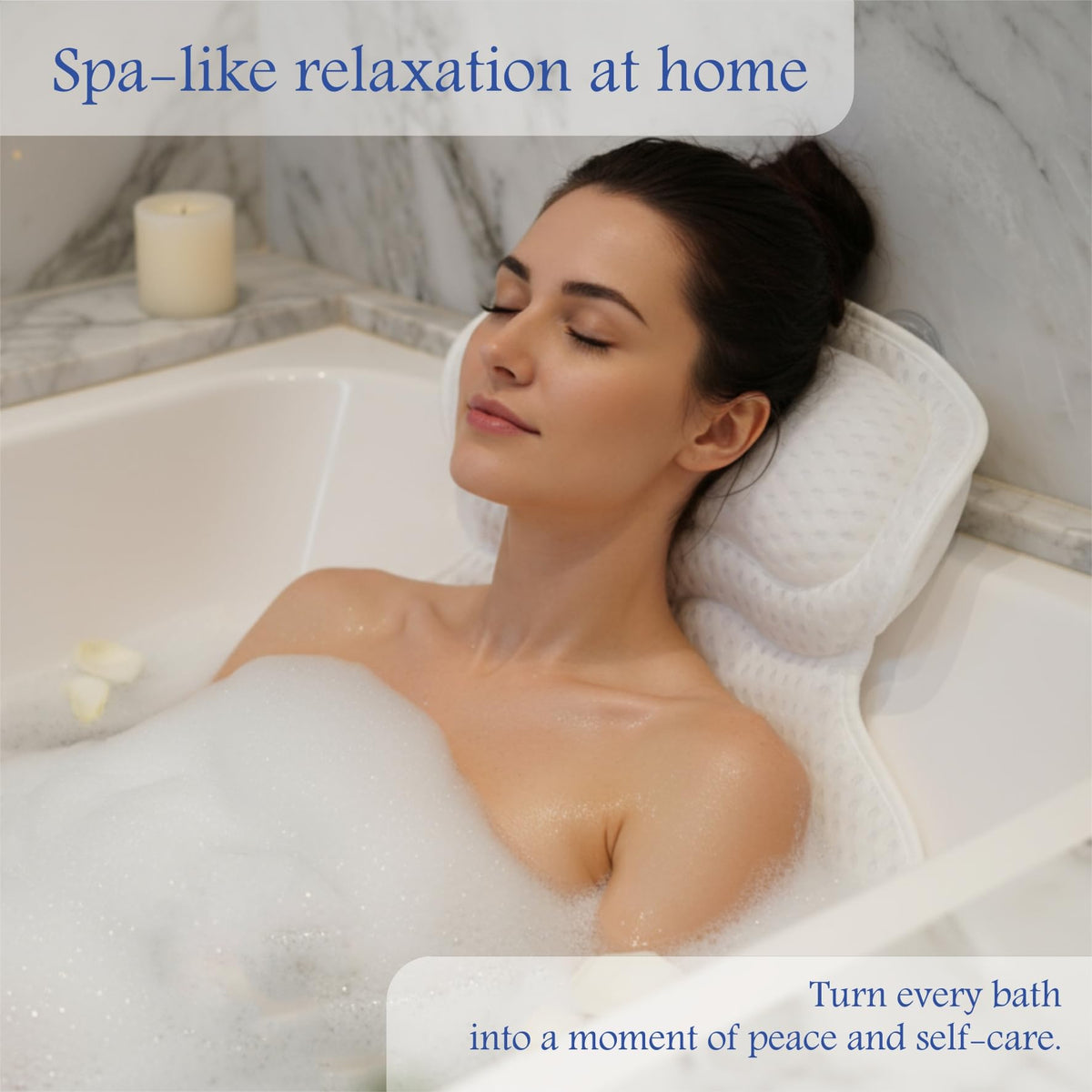Bath Pillow for Tub, Luxury 4-Piece Spa Gift Set, Head, Neck & Back Support
