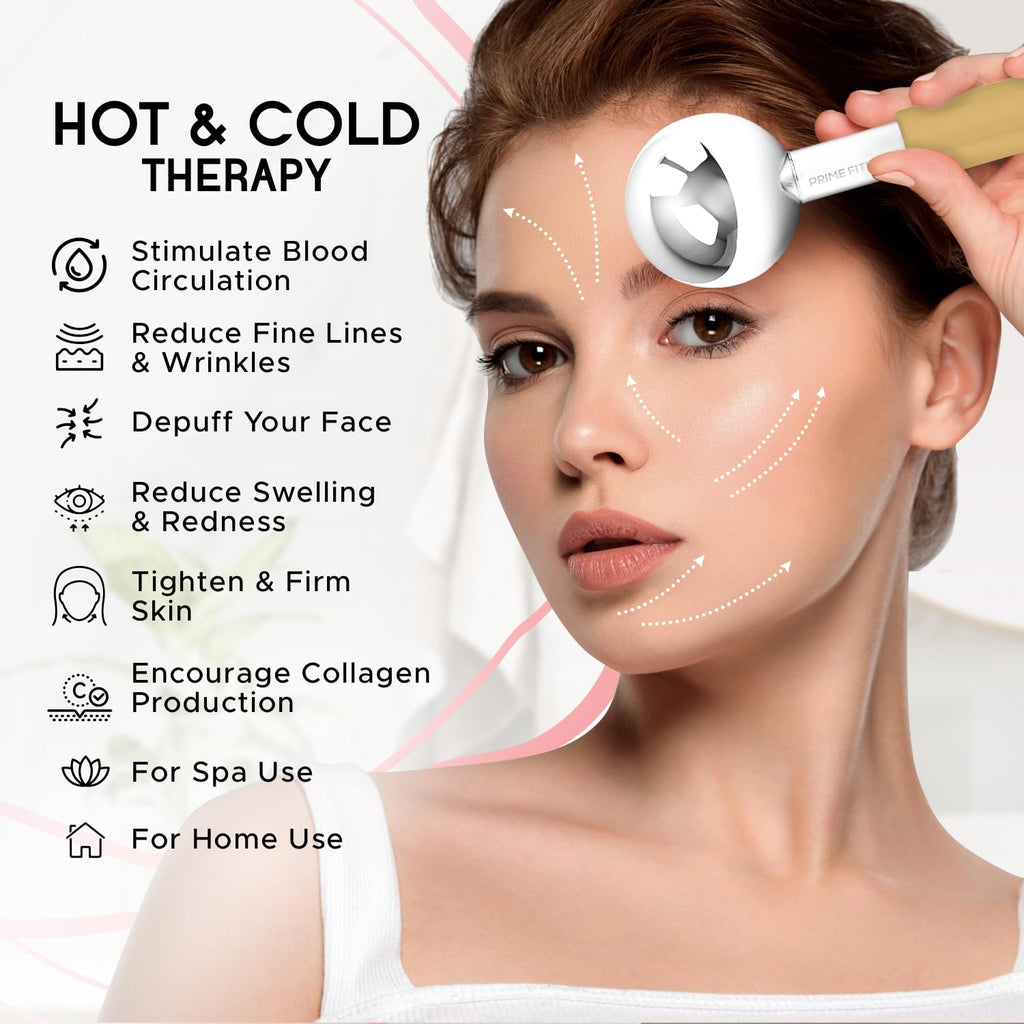 Ice Globes for Facials | Unbreakable Steel Cooling Roller | Cryo Sticks for Face | Massager for Face Neck & Eyes | Skin Care for Dark Circles, Puffiness, Wrinkles, Collagen Production (Gold)