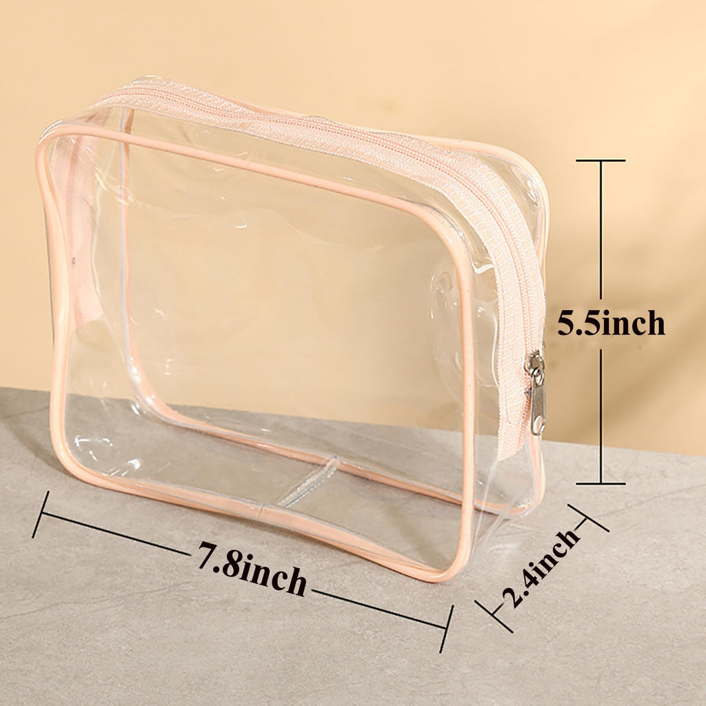 20 Packs Clear Cosmetics Bags for Women Men Waterproof Toiletry Bags PVC Makeup Bags Organizer Case with Zipper for Travel Bathroom (20 Pink Colors)