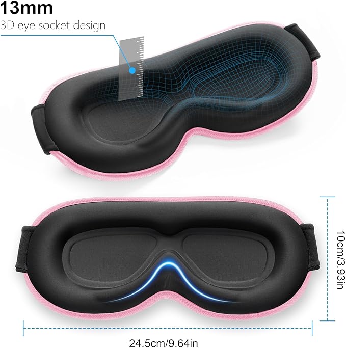 Gritin 100% Blackout Sleep Eye Mask for Women Men, Zero Pressure Sleep Mask