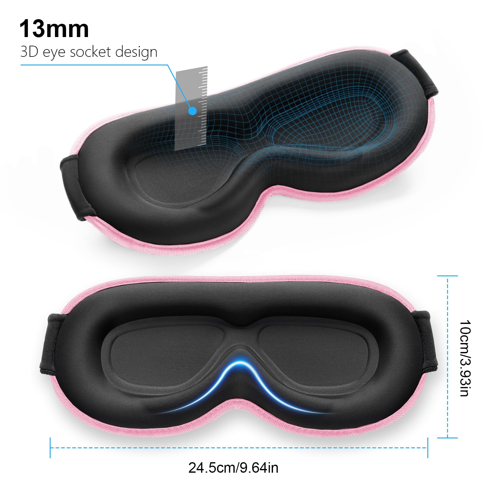 Gritin 100% Blackout Sleep Eye Mask for Women Men, Zero Pressure Sleep Mask