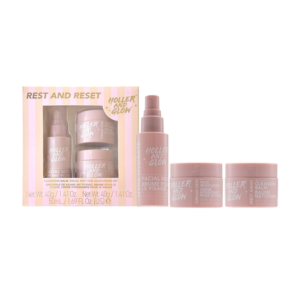 Holler & Glow Rest & Reset Skincare Set - Cleanser, Mist & Moisturizer