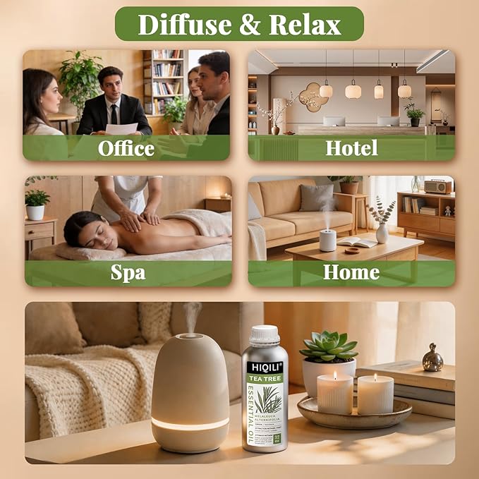 HIQILI Tea Tree Oil for Skin, Hair, Nail, Diffuser, Soap Making