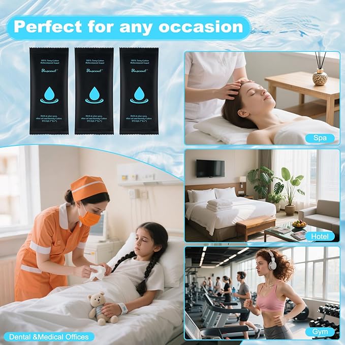 Hot or Cold Moist Cotton Towel Bulk Moist Towelettes Individually Wrapped