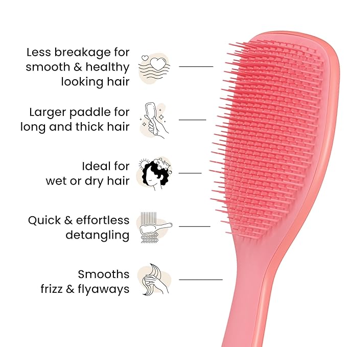 Tangle Teezer Large Ultimate Detangler Brush, Straight to Wavy, Salmon Pink