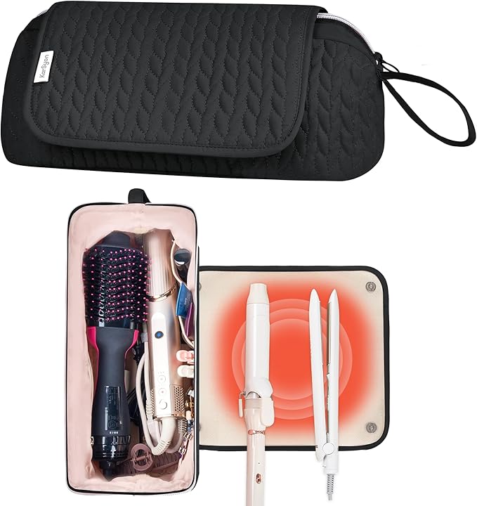 KarSyon Hair Tools Travel Bag with Hot Tool Mat 2 in 1 Organizer Bags