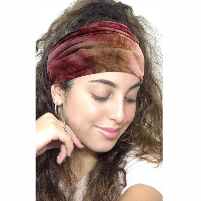 Wide Headbands For Women Non Slip Head Wraps Tie Dye Turban Headband Knotted Headband Soft Boho Headbands Workout Head Scarf Large Bandanas African Hairbands Cotton Hair Accessories For Women