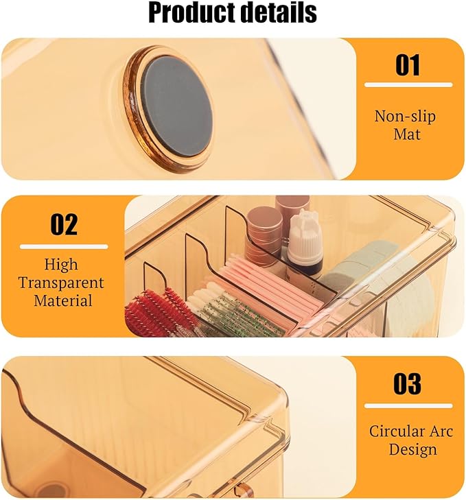 Acrylic Eyelash Extension Organizer, Large Capacity Lash Supplies Storage Container Box, Makeup Cart With Lashes Extension Supplies