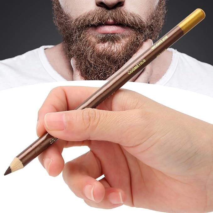 ZIZEV Beard Pencil Beard Shaping Tool Tracing Pen Tray Liner Beard Tracing Pen Barber Hairline Pencil Beard Mustache Combs (light brown)