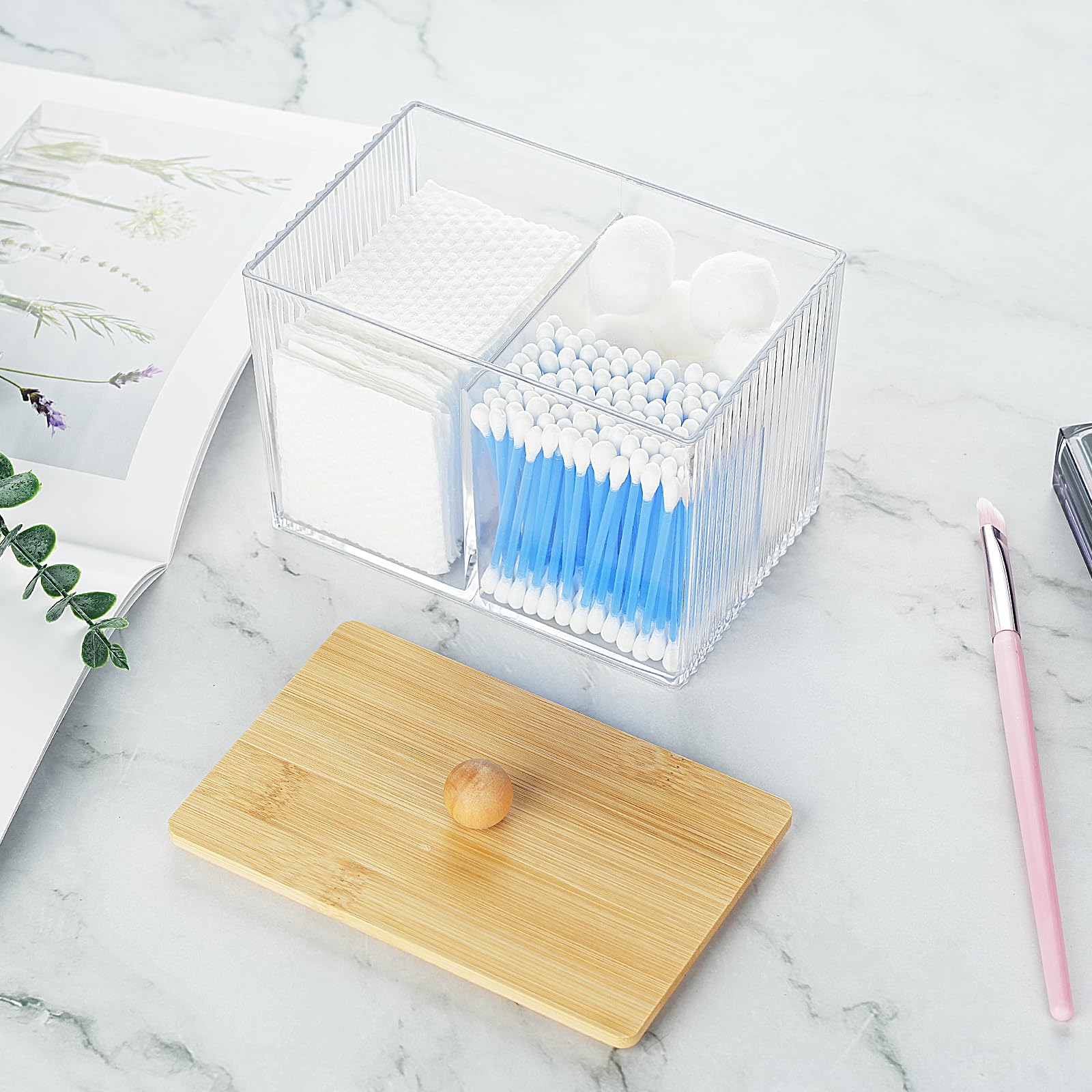 KIMCHOMERSE Qtips Holder Storage, Bathroom Cotton Balls Holder