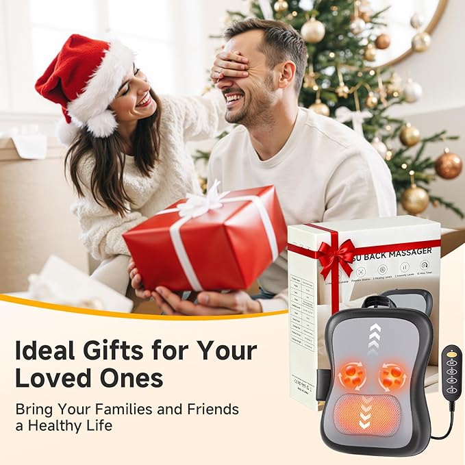 Zorynae Shiatsu Back and Neck Massager for Pain Relief Deep Tissue, Up and Down Rolling Back Massager with Heat, 3D Kneading Massage for Office Home, Birthday Gifts for Women Men Mom Dad