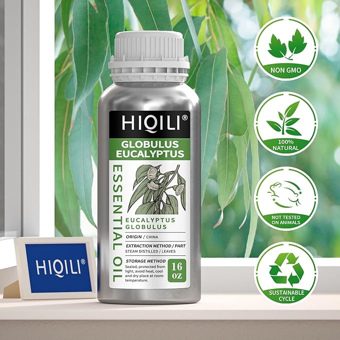 HIQILI Eucalyptus Essential Oil for Spray, Diffuser & Skin
