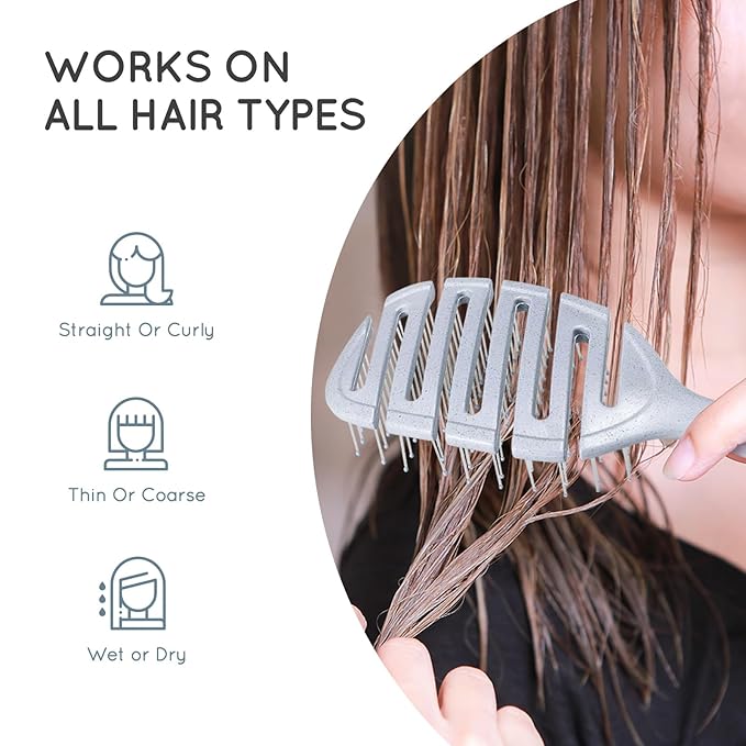 Ecoed Hair brush, Vented Detangling Brush, Quickly Detangles and Smooths hair for Curly, Thick, and Straight Hair, Hair Brush for Women and Men, Blue, Eco Friendly, Sustainable Material