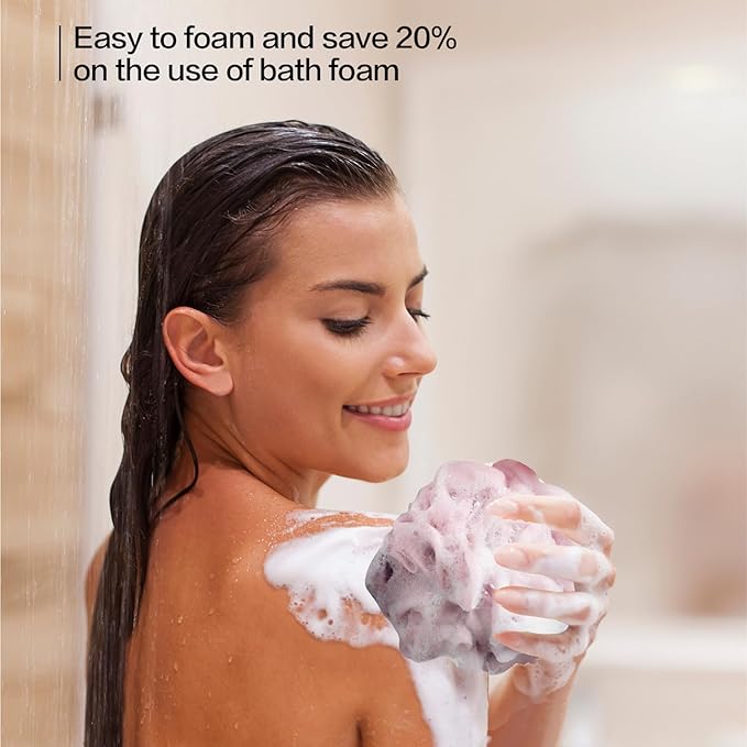 Fishent Bath Loofah Sponge, 3 Pack loofahs Exfoliating Body Scrubber, 60g Soft Mesh Pouf Shower Puffs, Loofa for Women and Men