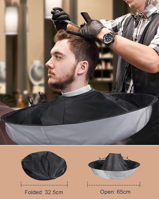 Lictin Hair Cloak - Black Waterproof Foldable Barber Cape Apron, Professional Haircut Cape with 1PCS Comb