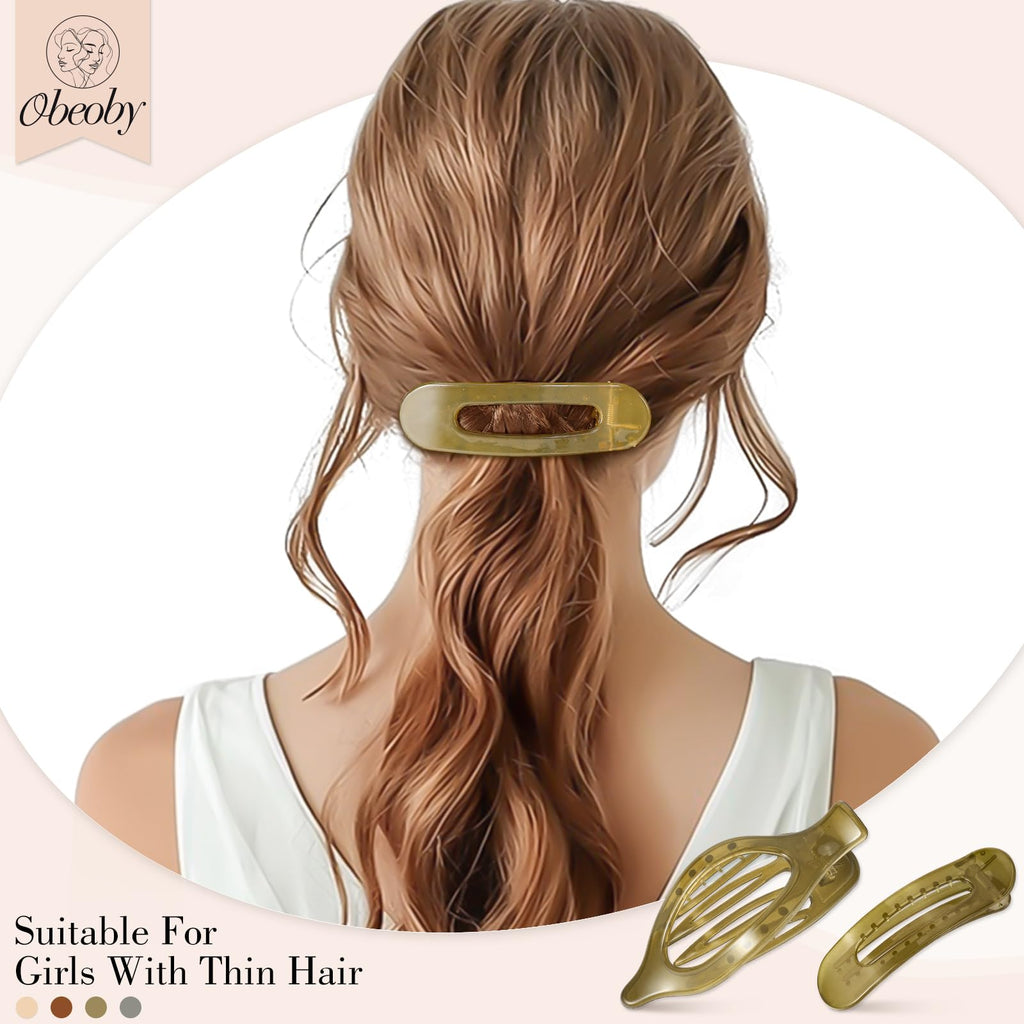 obeoby 8 Pcs Flat Hair Claw Clips For Women, 2 Styles French Barrettes Set