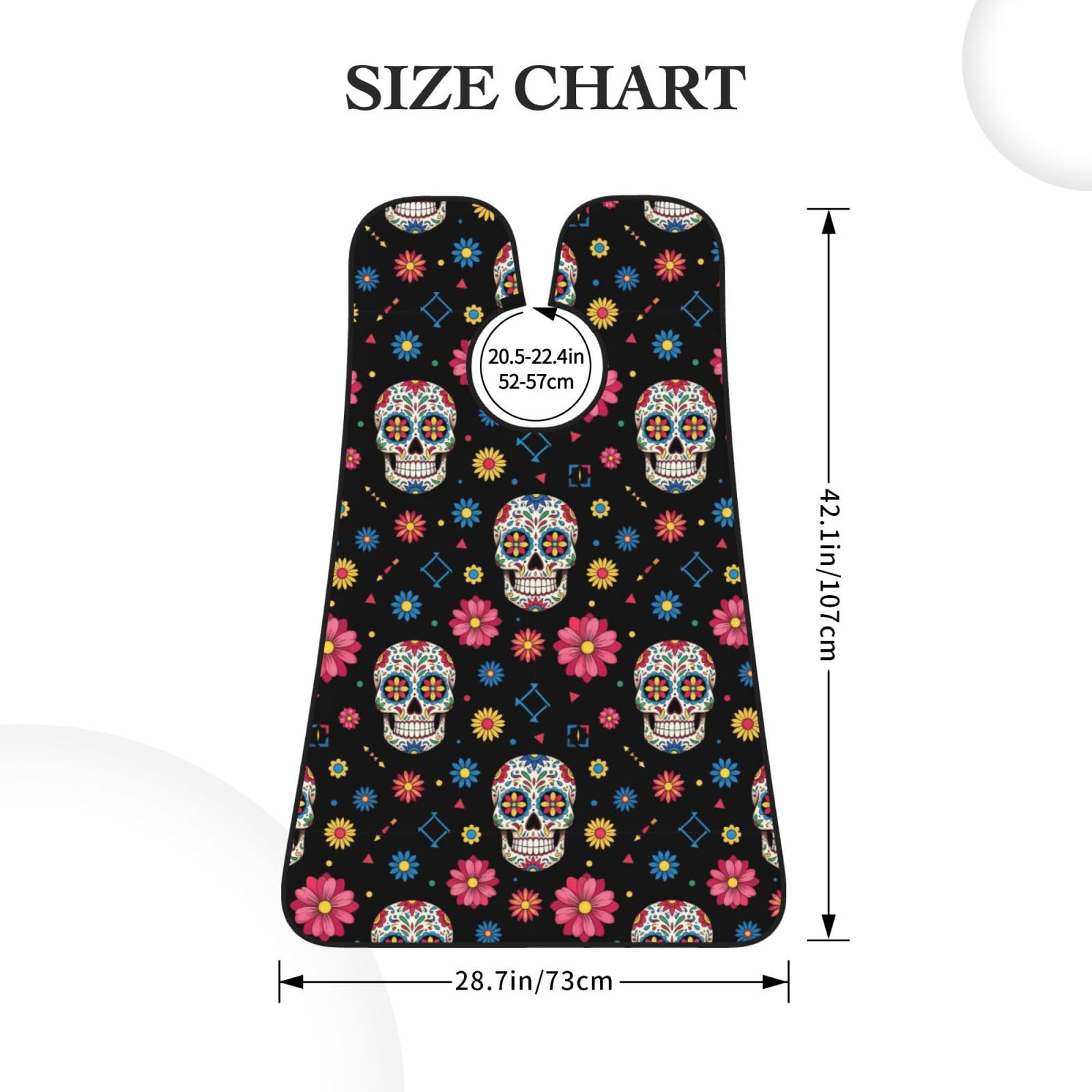PPIKTC Ultimate Shaving Bib, Beard Trimming Apron with Hair Catcher, Mexican Day of Dead Flower Traditional Sugar Skull