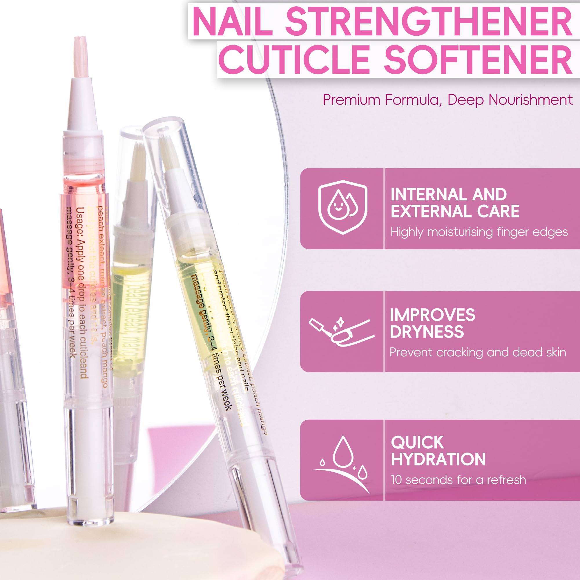 Foncomy 2PCS Cuticle Oil Pen for Nails,Nail Oil Pen for Nail Care,Cuticle Oil for Nails with Nail File,Nail Oil Cuticle Prevent Dry Cracking and Hangnails,Deep Nourishment(Cherry & Lemon Flavor)