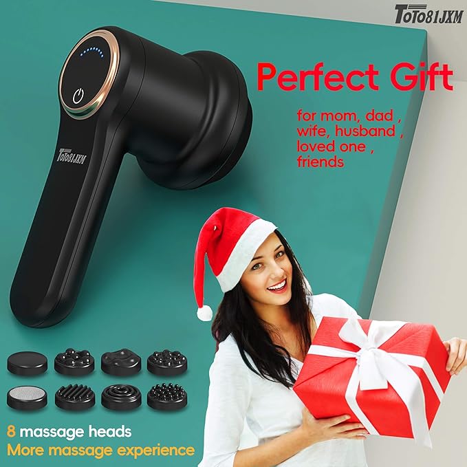 TOTO81JXM Handheld Cellulite Massager, Body Sculpting Machine, Lymphatic Drainage Device, Lipo Massage Roller for Stomach Belly Butt Arms Legs, Vibrating Massage Home Use Cordless & Mini (Black)