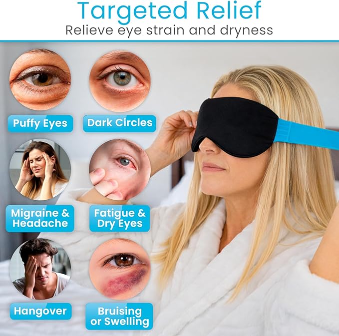 Artic Flex Heated & Cooling Eye Mask for Sleeping - Reusable Gel Ice Pack for Tension Relief, Migraines, Skin Puffiness, Sleep - Hot & Cold Therapy Spa Treatment - Dry Eyes, Dark Circles, Eye Bags