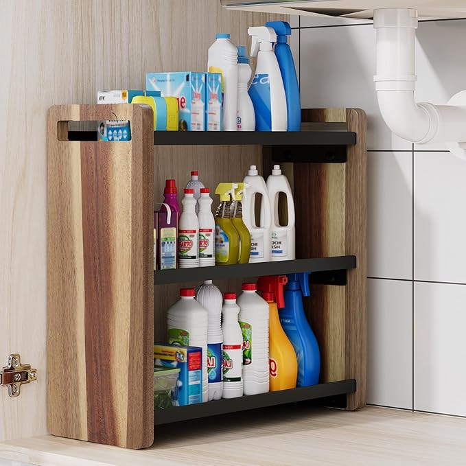 UJQSUN Bathroom Counter Organizer,Bathroom Counter Shelf,Bathroom Organizers,Organizers and Storage,Under Sink Organizer,Cologne Organizer For Men,Cologne Cabinet,Vanity Shelf(Acacia 3 Tier)