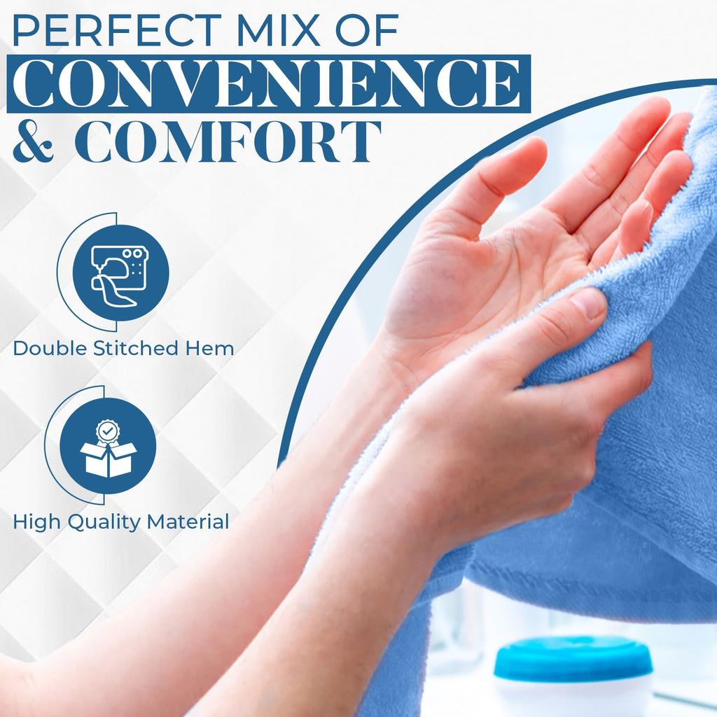 DAN RIVER 6-Pack Premium Hand Towels (16x28 Inches) - 100% Cotton, Ultra Soft, Lightweight, Highly Absorbent Towels for Bathroom, Spa, Gym, Salon, Hotel, and Travel - Medium Blue