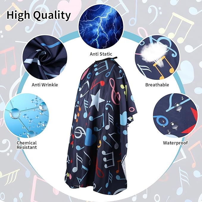 YELEGI Professional Hair Cutting Cape(2Pcs), Salon Barber Cape with Adjustable Snap Closure, Waterproof Hair Dye Color Cape Hair dressing stylist apron (Music Notation)