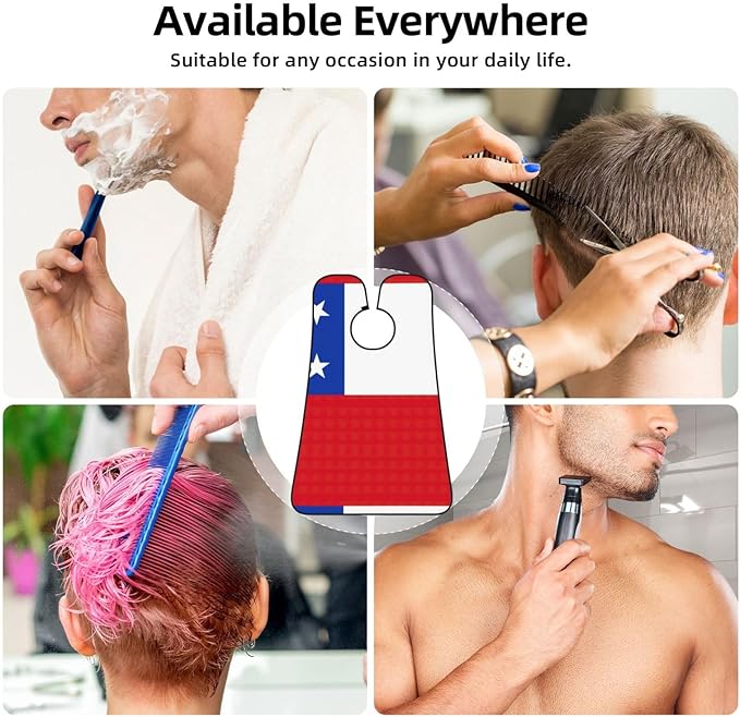 YQxwJL Flag Of Chile Print Beard Bib Shaving Apron, Beard Hair Trimming Cape Gift For Dad
