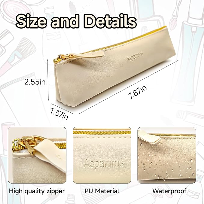 Aspamms 3PCS Small Makeup Bag for Purse, Mini Portable Cosmetic Bags for Women, Coin Purse Lipstick Cosmetic Accessories Leather Organizer, Small Travel Kit Storage Pouch