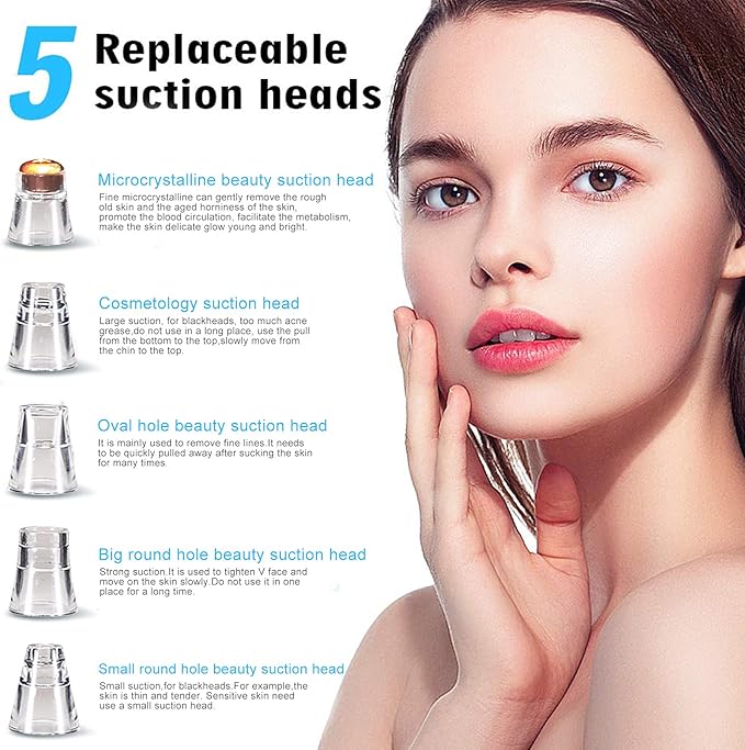 Blackhead Remover Pore Vacuum Cleaner - Upgraded Facial Pore Cleaner - Electric USB Pore Vacuum with 5 Probes - Upgraded Blackhead Suction Tool - Blackhead Remover Kit