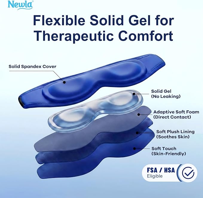Contoured Cooling Gel Eye Mask: Snug-Fit Cold Compress for Puffy Eyes, Migraine & Sinus Pressure