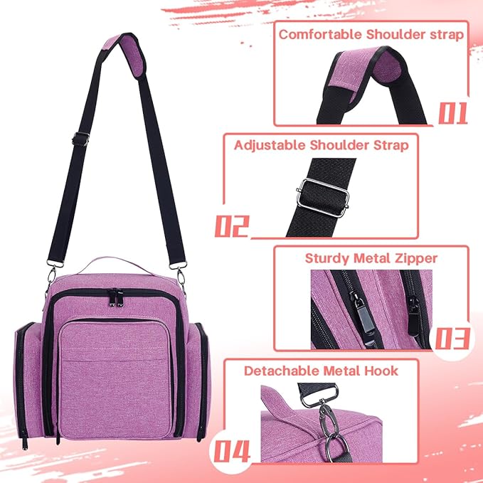 UOZL Nail Polish Organizer Case Hold 90 Bottle with 3 Detachable Bag,Purple