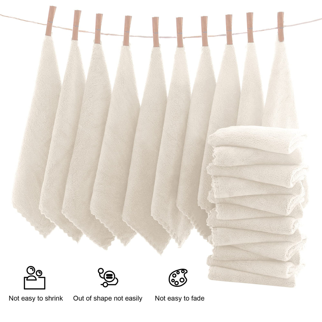MOONQUEEN Ultra Soft Premium Washcloths Set - 12 x 12 inches - 72 Pack - Quick Drying - Highly Absorbent Coral Velvet Bathroom Wash Clothes (Cream)